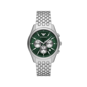 Armani Green Dial Stainless Steel Case Quartz Movement 50M Water Resistant Without Screw In Crown With Stainless Steel Strap